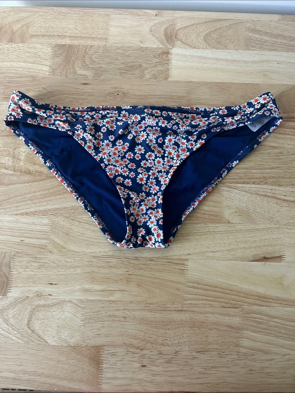Old Navy Navy Floral Daisy Bikini Bottoms with Orange Accents